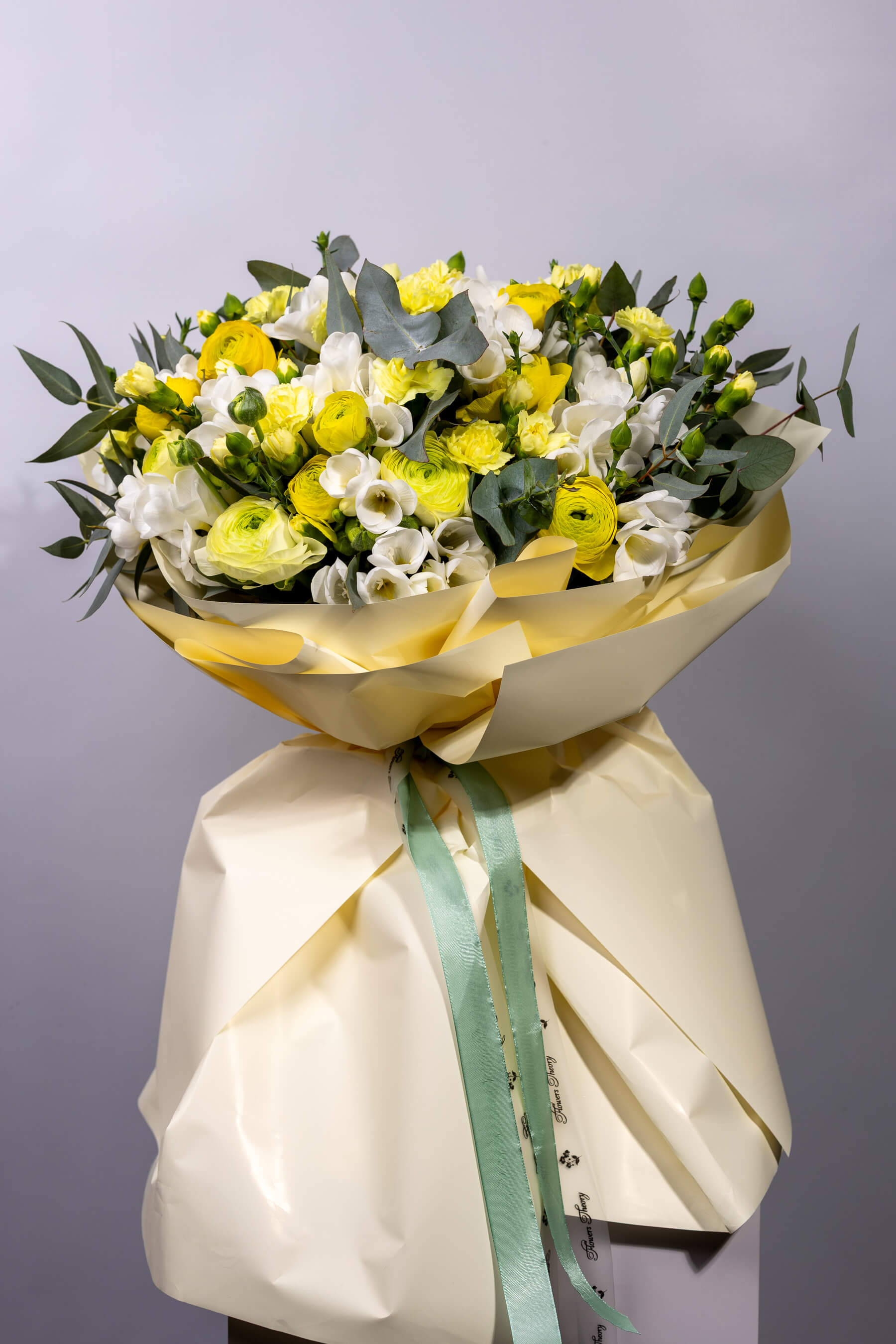 "Golden Dreams" bouquet – freesia, ranunculus, carnations - Thumbnail 2 of 3 | Flowers Theory