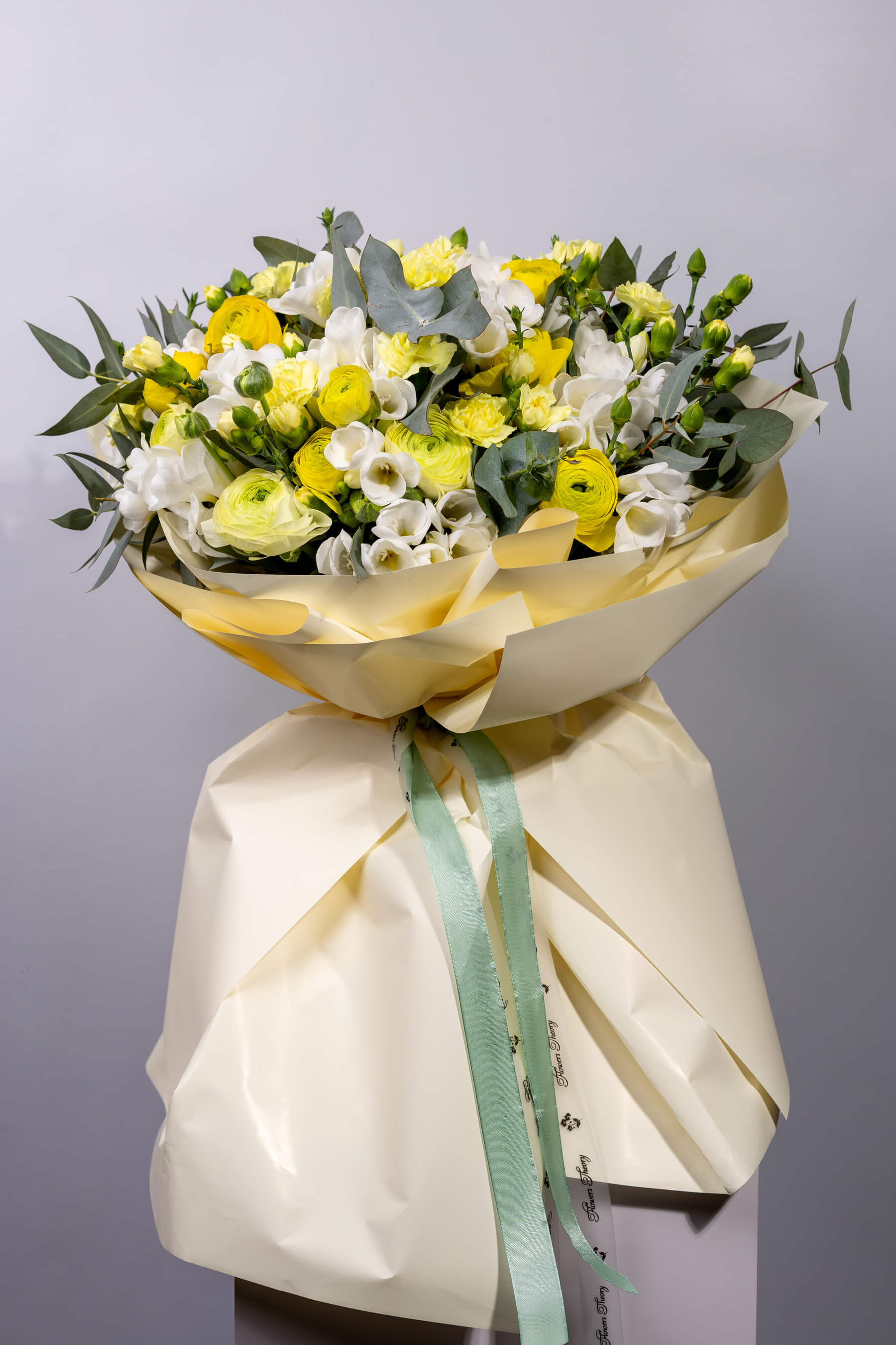 "Golden Dreams" bouquet – freesia, ranunculus, carnations - Thumbnail 3 of 3 | Flowers Theory